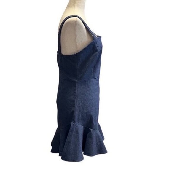Denim By Flying Tomato Womens Sleeveless Denim Dress With Ruffled Hem & Square M - Picture 10 of 11